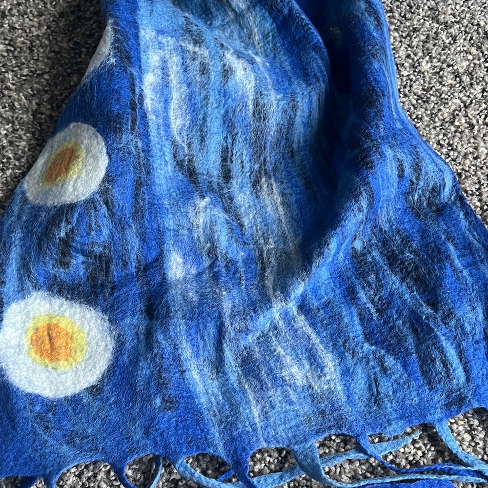 Van Gogh Starry Night Merino Wool Scarf - Picture 4 of 5